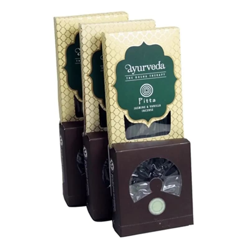 Ayurveda Incenso Pitta Set Bastoncini e Coni Gelsomino e Vaniglia - Bruciaincenso Incluso - clorophilla-shop