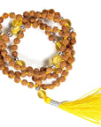 Mala Tibetana Rudraksha e Citrino Quarzo affumicato con Nappa - Collana Rosario 108 Grani