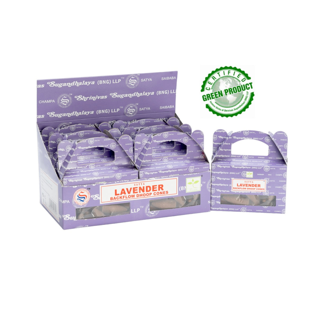 Satya LAVENDER Coni Incenso a Reflusso Backflow per Bruciaincenso a cascata - 24 coni