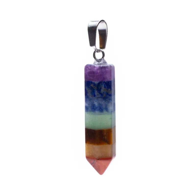 Ciondolo in Pietra 7 Chakra da 4cm - Disponibile solo ciondolo o ciondolo con collana - clorophilla-shop