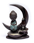 Bruciaincenso a cascata Buddha sulla Luna in Ceramica per Incenso in Coni e Bastoncini - Portaincenso a fontana 16.5cm - clorophilla-shop