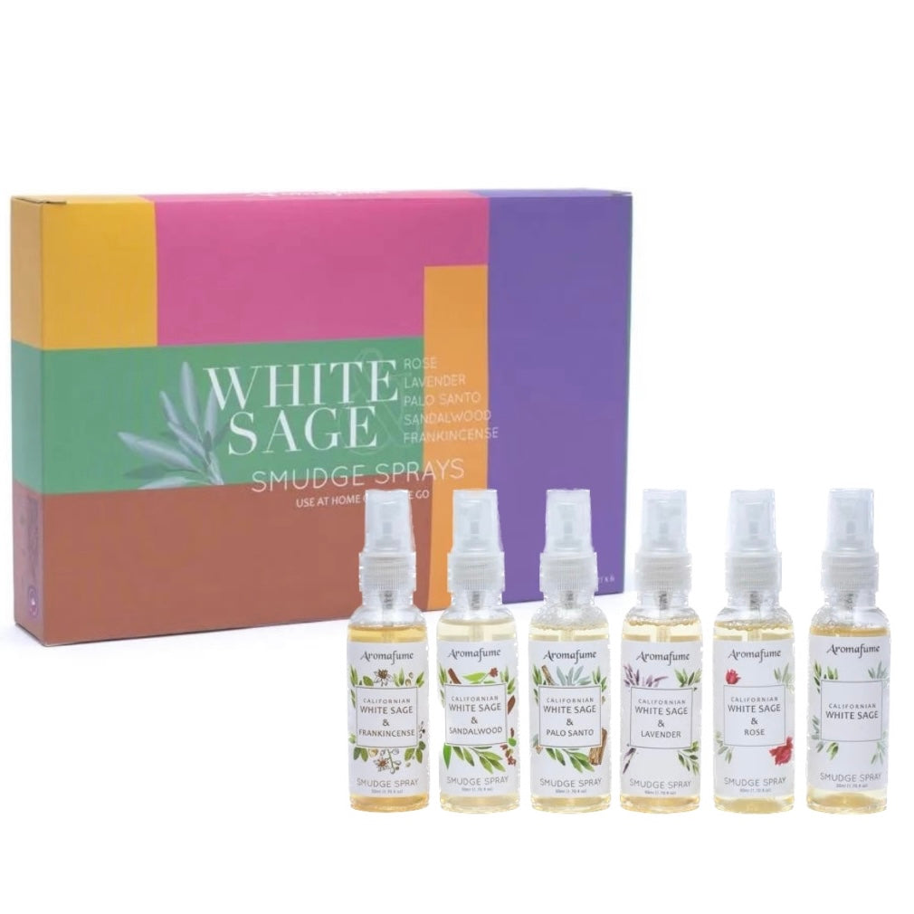 Aromafume White Sage Smudge Spray - Set 6 Spray Ambiente alla Salvia Bianca Pulizia Aura e Profumazione Stanza - clorophilla-shop