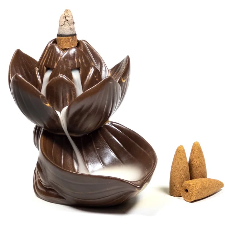 Bruciaincenso a cascata Loto in Ceramica per Incenso in coni - Portaincenso a fontana 8,5cm - clorophilla-shop