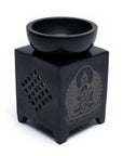 Brucia Essenze con Buddha in Pietra Ollare di Alta Qualità - Bruciatore Oli Essenziali 11 cm - clorophilla-shop