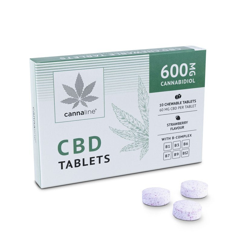 Cannaline CBD 600mg tablets Compresse vitaminiche masticabili contro stanchezza ed affaticamento - 10 compresse - clorophilla-shop