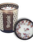 Organic Goodness Rose & Geraniium - soy wax candle with rose and geranium fragments - Smudge Scented Candle 200g