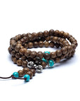 Mala Tibetana in Legno e Dorje con filo elastico - Collana Rosario 108 Grani in legno e 3 grani ornamentali