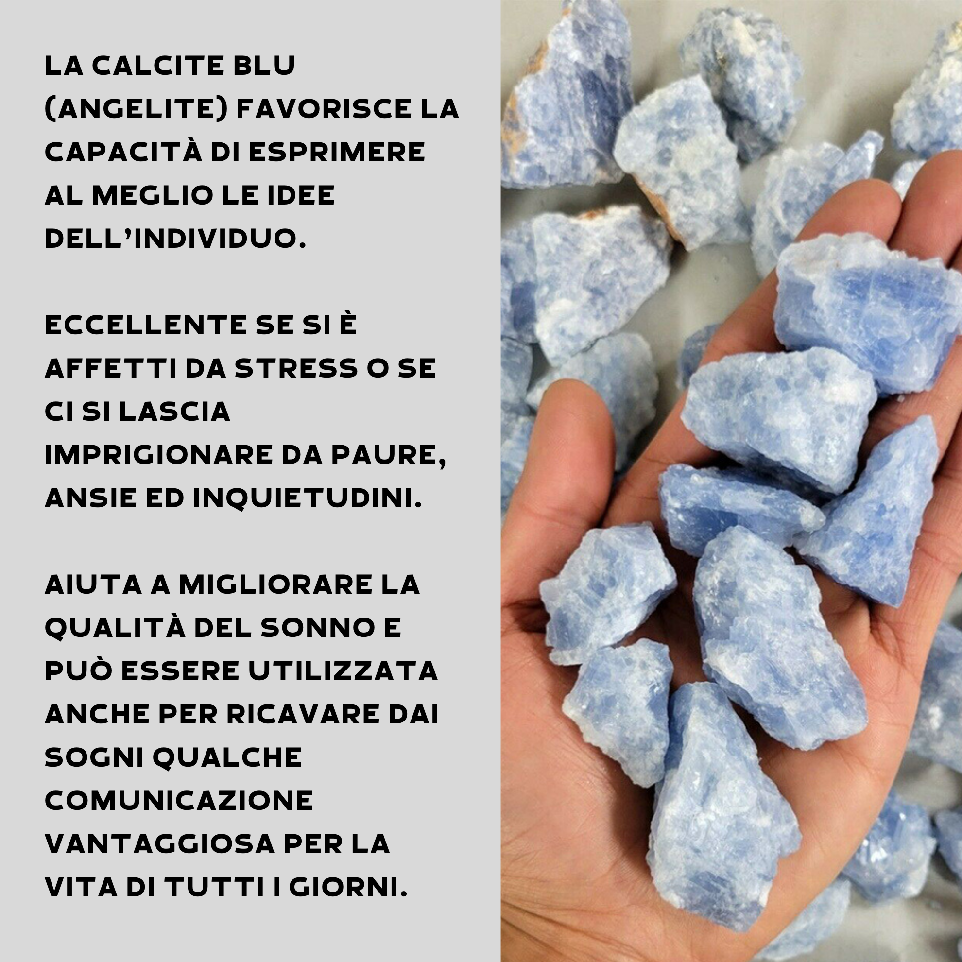 Calcite Blu Grezza Origine Messico - Pietra da 4-6cm - clorophilla-shop