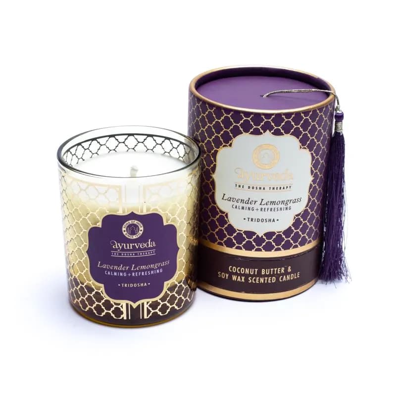 Ayurveda Candela profumata TRIDOSHA Lavender Lemongrass - Fragranza Lavanda e Citronella - clorophilla-shop