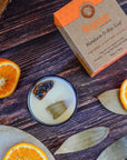 Organic Goodness Mandarin & Bay Leaf - soy wax candle with mandarin and laurel fragments - Smudge Scented Candle 200g