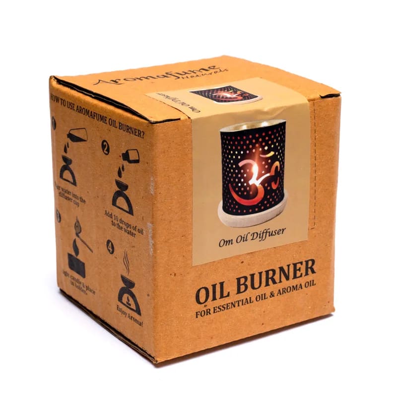 Aromafume Oil Burner Om - Bruciatore per Oli Essenziali e Oli Aromatici con Simbolo Om - clorophilla-shop