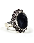 Anello in Ottone con Pietra Tormalina Nera senza Nichel - Regolabile - clorophilla-shop