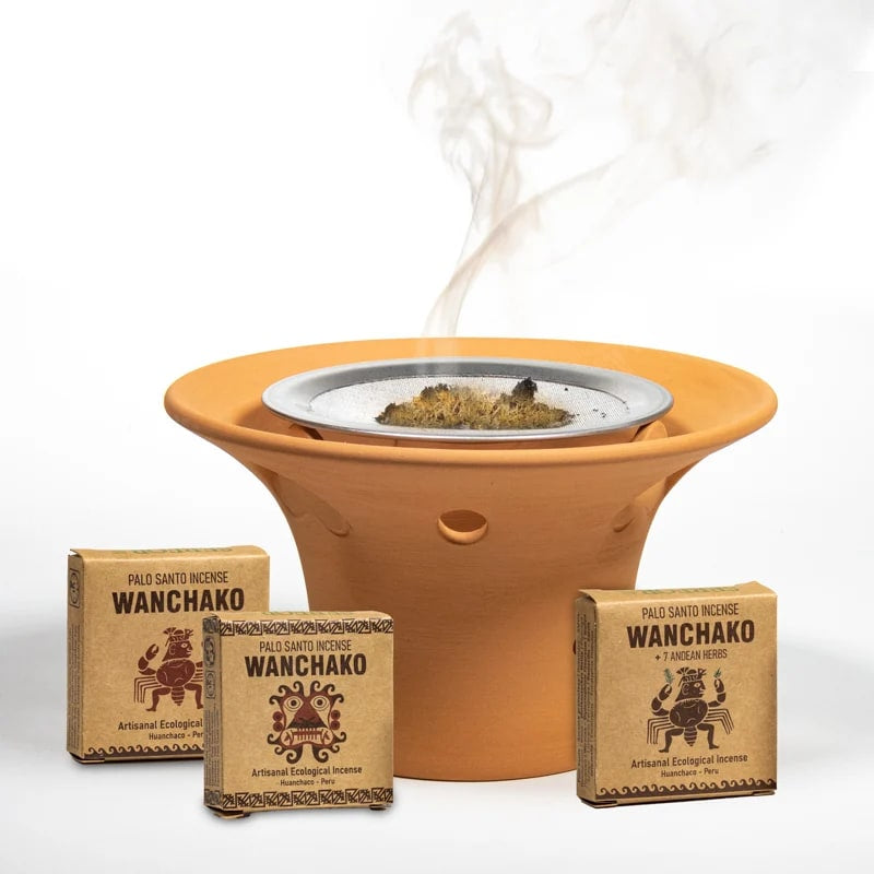 Wanchako Incense Palo Holy + 7 Herbs 100% Natural Made in Peru - Purifying and relaxing - Pack of 4 sticks