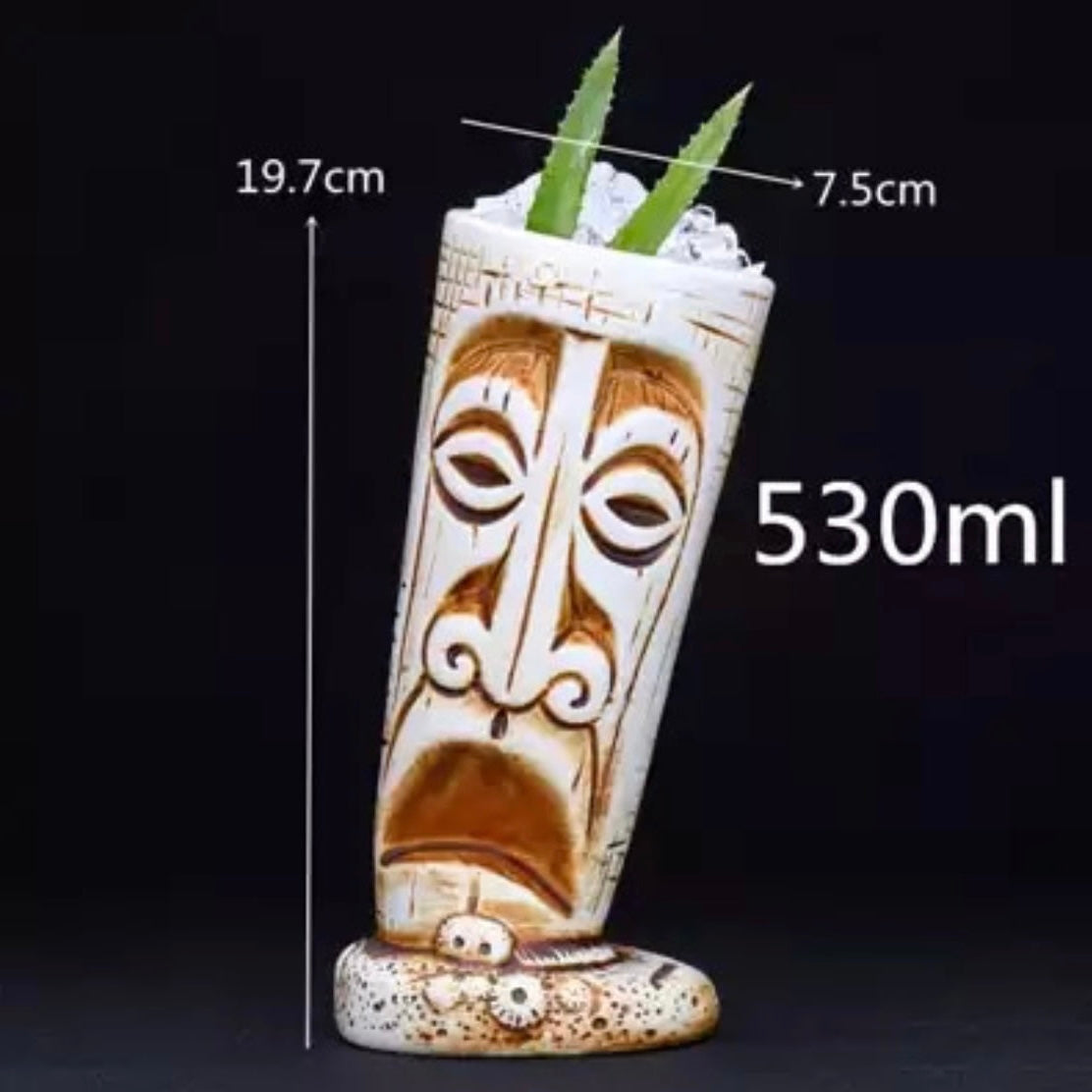 Tazza Tiki in Ceramica Dipinta e Cotta a Mano da usare per Cocktail o come Originale Vaso - Diverse Varianti