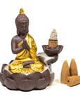 Bruciaincenso a cascata Buddha in ceramica per Incenso in coni - Portaincenso a fontana 12cm - clorophilla-shop