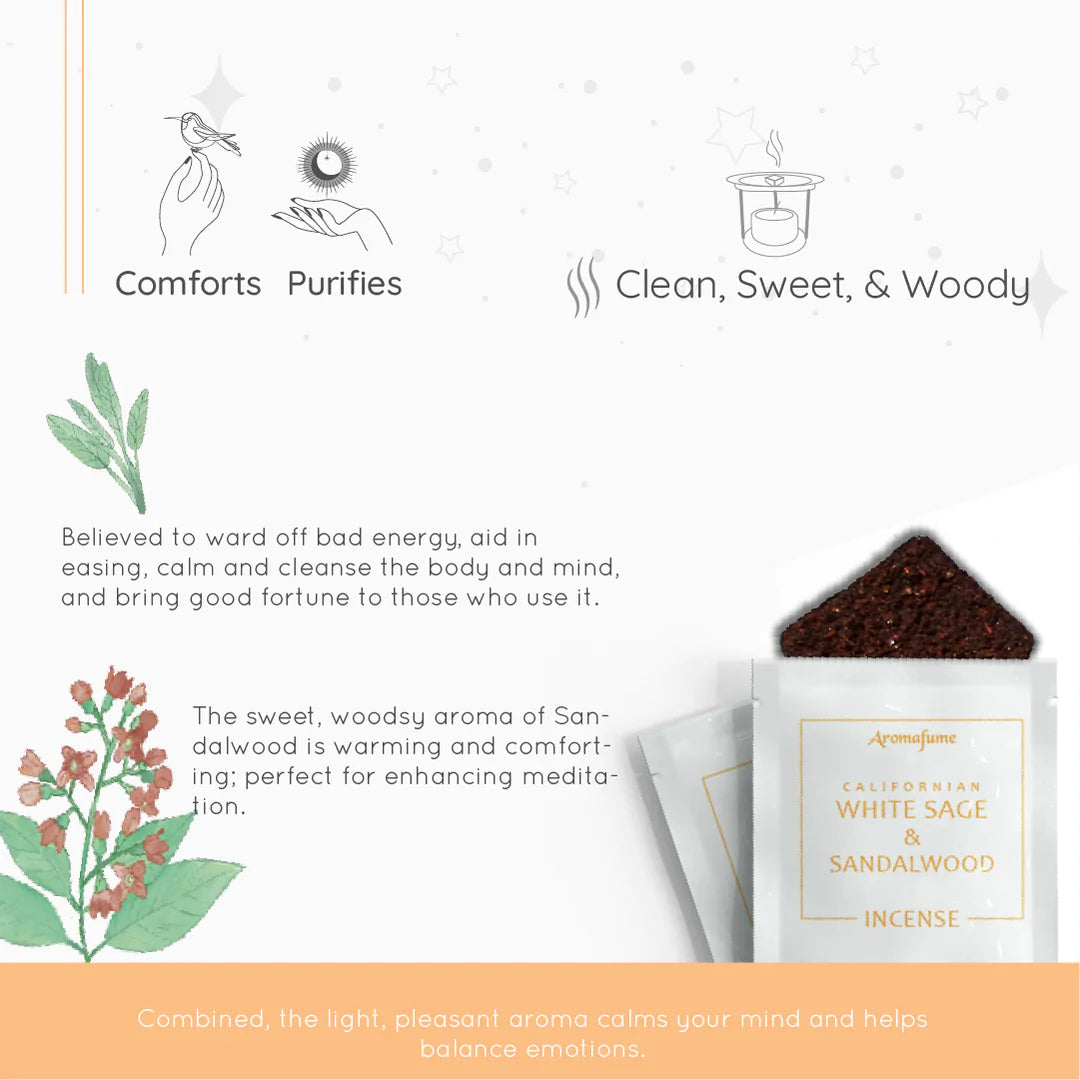 Aromafume "White Sage" Kit Bruciaincenso + 12 Mattoncini di incenso - Niente Fumo e Cenere - clorophilla-shop