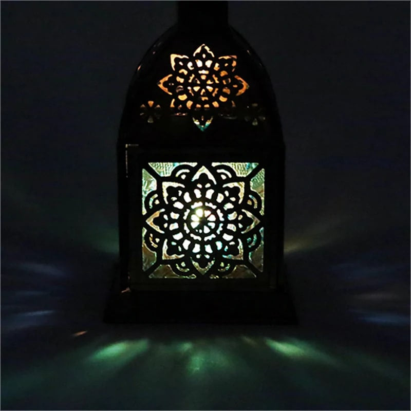 Lanterna Orientale Mandala In ferro - Portacandela Illuminazione D&#39;Atmosfera -15.5cm