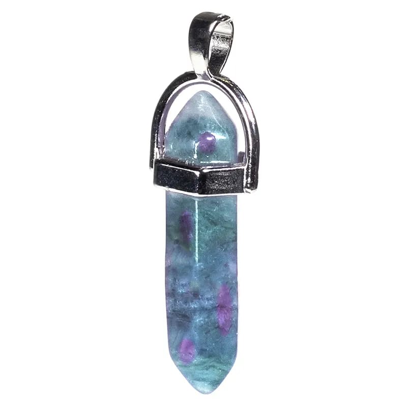 Ciondolo in Pietra Fluorite da 4cm - Disponibile solo ciondolo o ciondolo con collana - clorophilla-shop