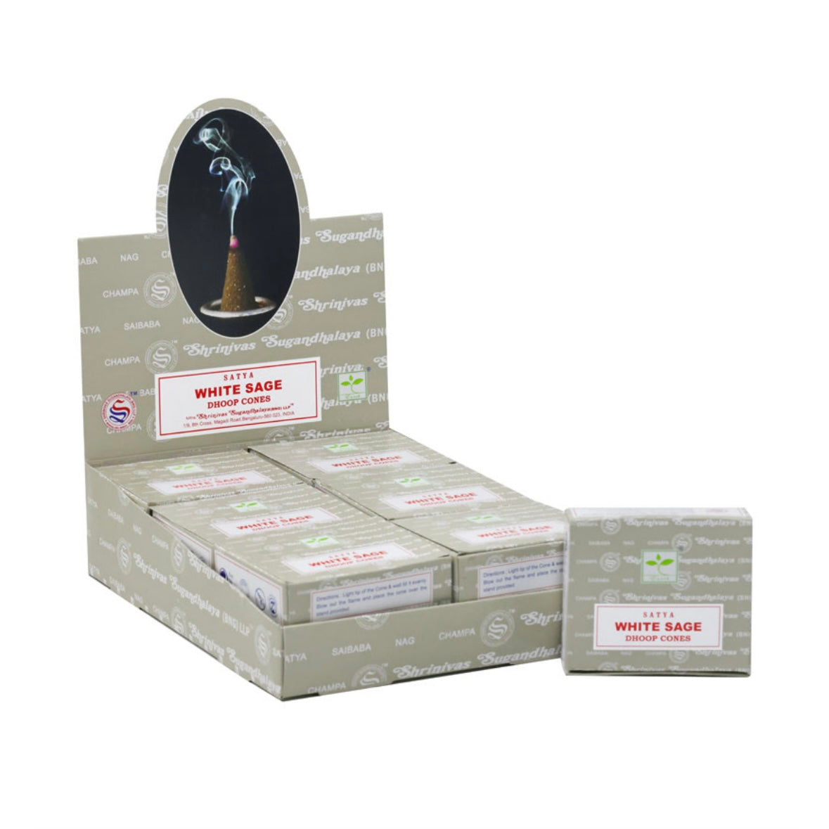 Satya White Sage Incense in 100% Natural Coni - Support included