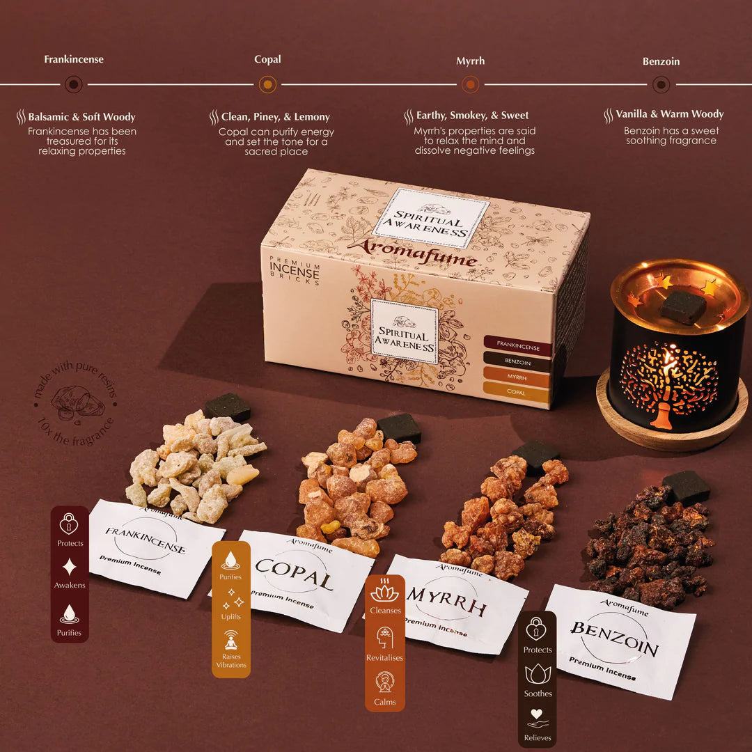Aromafume "Spiritual Awareness" Kit Bruciaincenso + 12 Mattoncini di Incenso - Niente Fumo e Cenere - clorophilla-shop