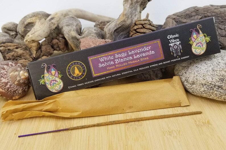 Ethnic Vibes Salvia Bianca e Lavanda Incenso in bastoncini - Stick 15g - clorophilla-shop