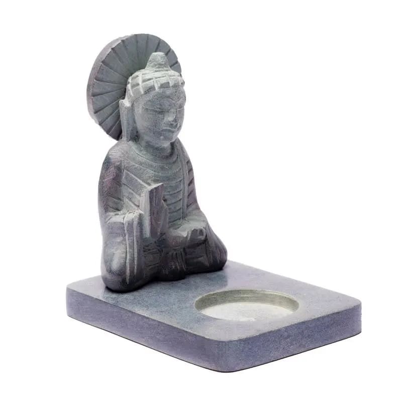 Portalumino Buddha in Pietra Ollare - 11 cm