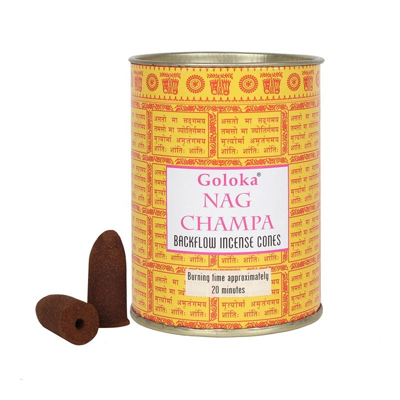 Goloka Nag Champa Coni Incenso Backflow per Bruciaincenso a Fontana - confezione da 24 coni - clorophilla-shop