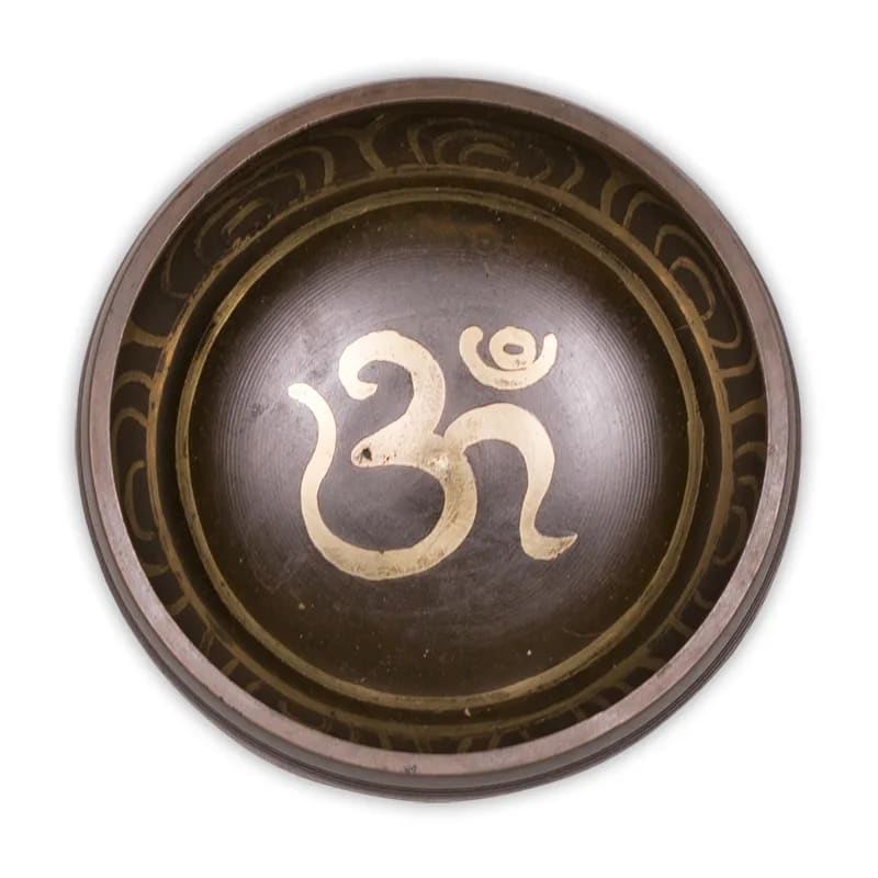 Campana Tibetana Om con Decorazioni in Set Regalo - Batacchio e Cuscino Inclusi - clorophilla-shop