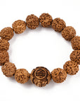 Rudraksha seed bracelet, mantra, lotus and dragon engravings