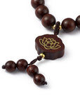 Mala bracelet in red sandalwood - elastic with lotus flower