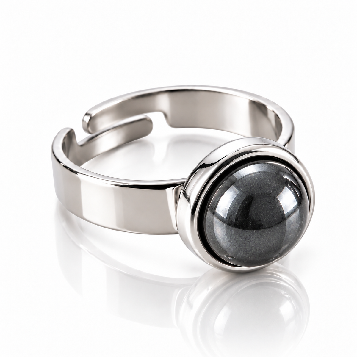 ANELLO MINIMAL EMATITE - acciaio inossidabile regolabile