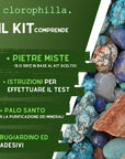 KIT "Trova la tua Pietra" - Set completo per test kinesiologico cristalloterapia | Confezione Regalo, Palo Santo, Adesivi e Guida