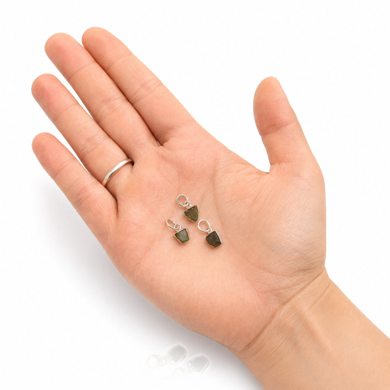 Ciondolo in Moldavite naturale in Argento 925 -  Cambiamento e trasformazione