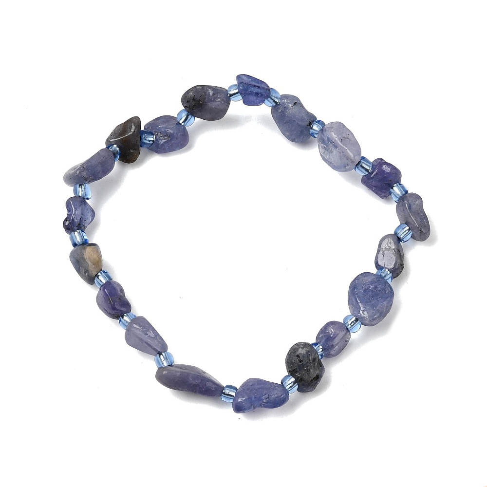 Bracciale Elastico in Pepite di Tanzanite - chiarezza mentale e serenità
