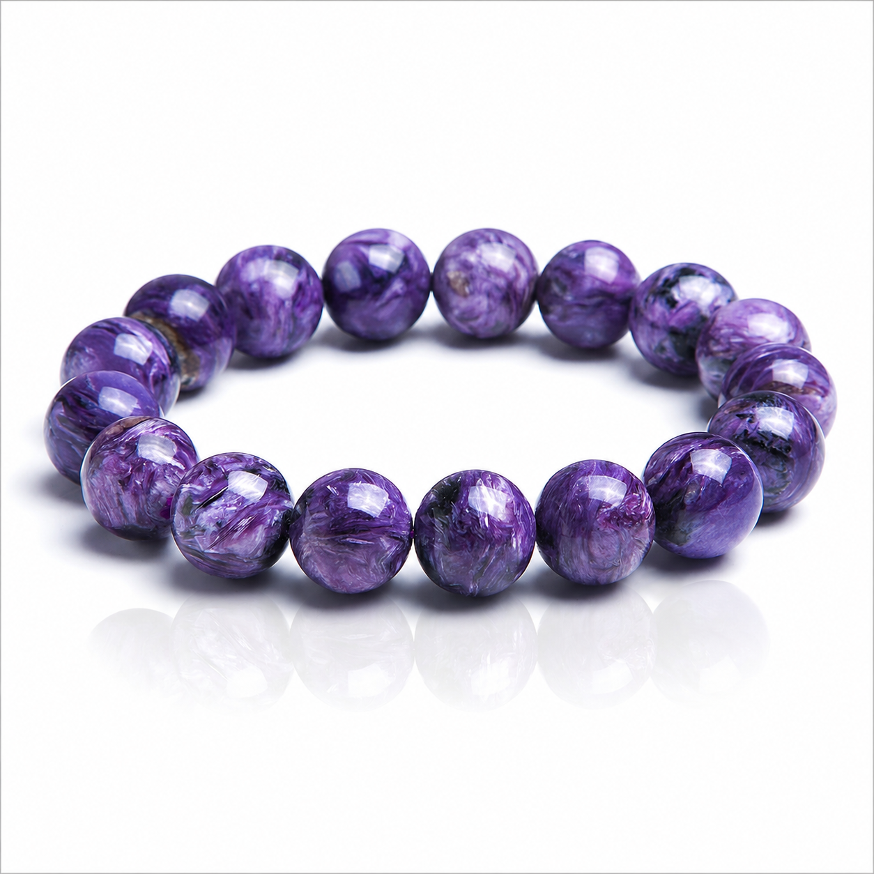 Bracciale Elastico in Charoite Naturale – Pietra di Trasformazione e Intuizione