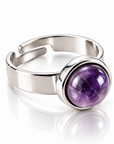 ANELLO MINIMAL AMETISTA - acciaio inossidabile regolabile
