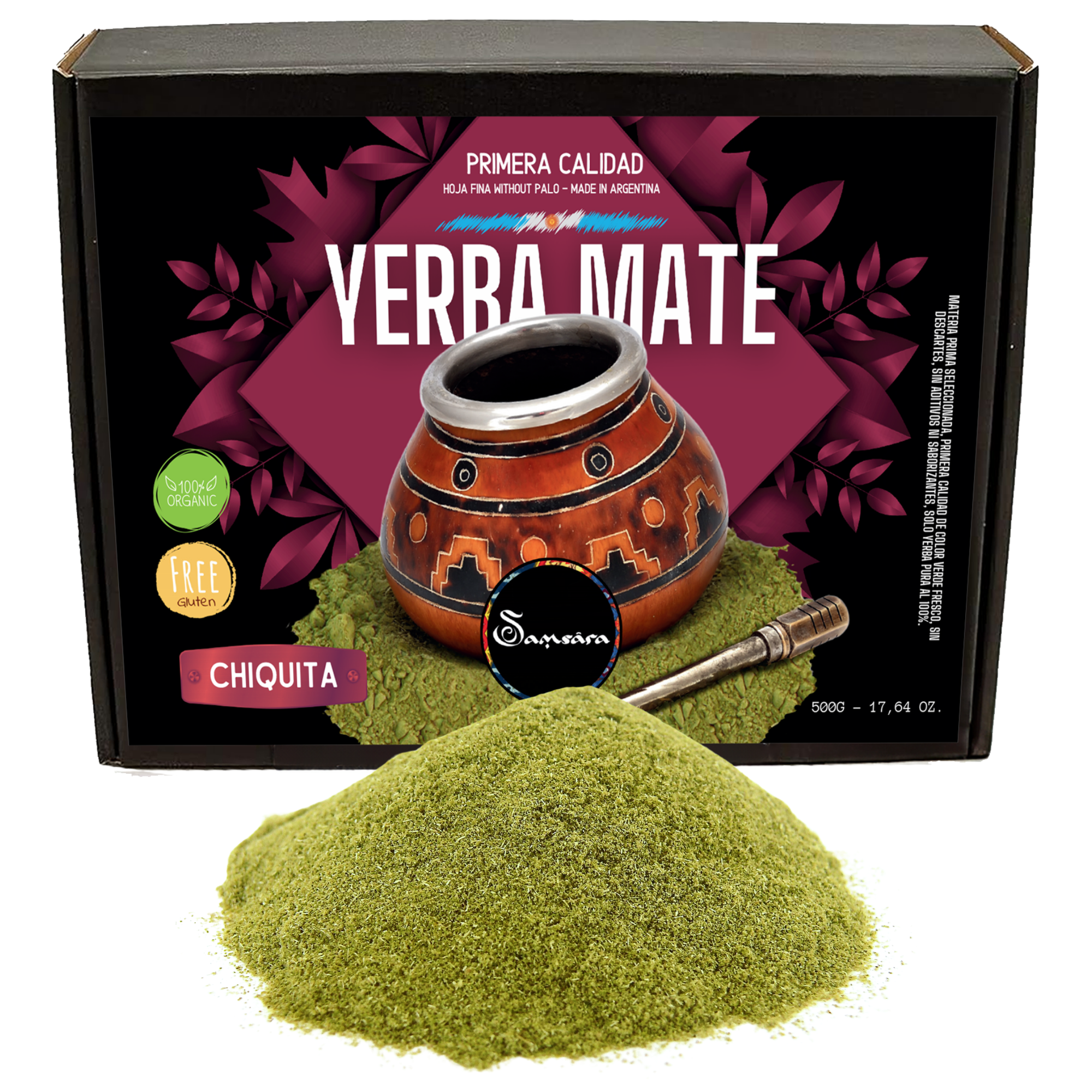 SAMSARA - Yerba Mate Artigianale senza Glutine, CHIQUITA | Polvere di Foglia fina senza Palo | Made in Argentina