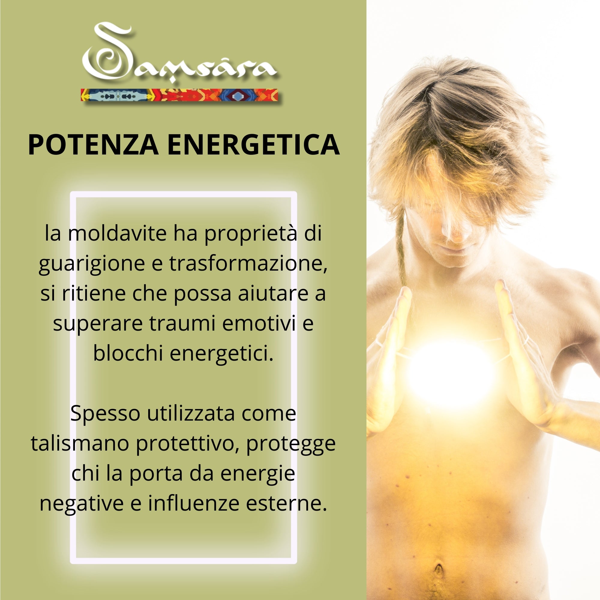 Samsara - Anello Moldavite in argento 925 naturale certificata con garanzia, regolabile