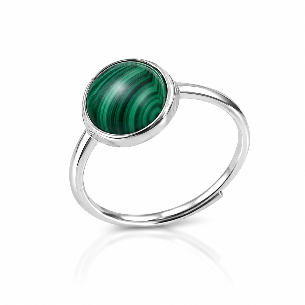 Anello con malachite naturale in Argento 925