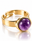 ANELLO MINIMAL AMETISTA - acciaio inossidabile regolabile
