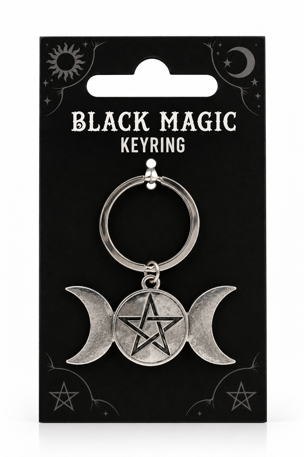 PORTACHIAVI BLACK MAGIC - Tripla luna con pentacolo
