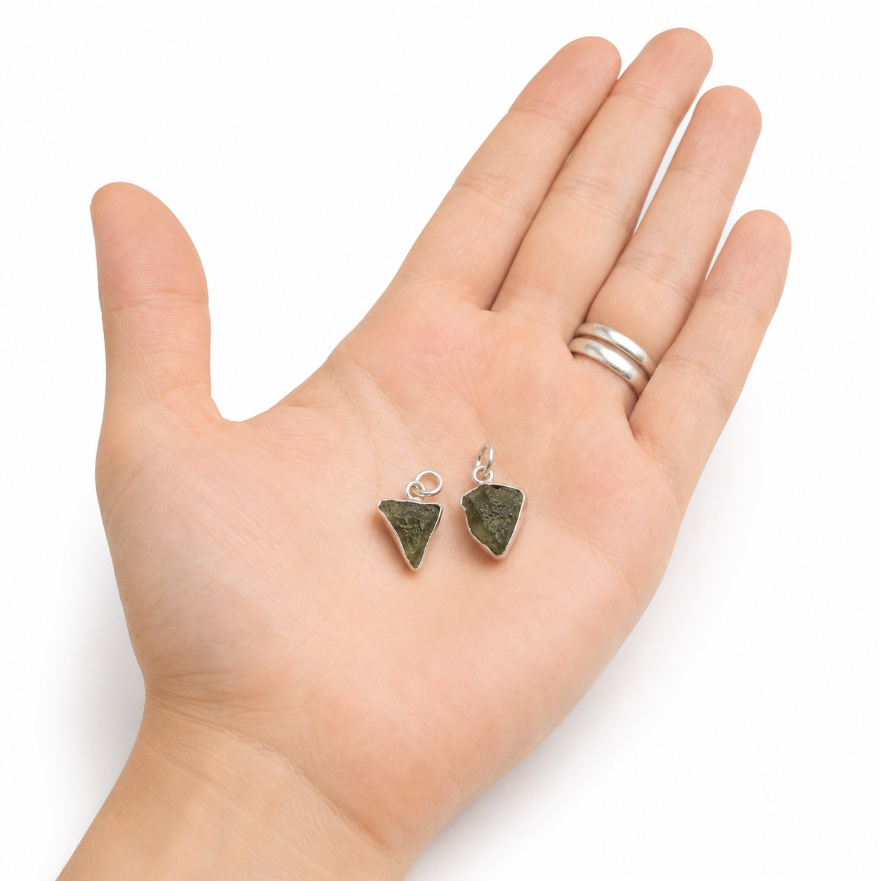 Ciondolo in Moldavite naturale in Argento 925 -  Cambiamento e trasformazione