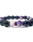 Clorophilla | Bracciale in Pietre Naturali AGATA VIOLA STRIATA | 2 Misure | Cristalloterapia, Reiki, Yoga | Confezione Regalo, Tagliandino Pietra e Palo Santo per la Purificazione