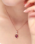 COLLANA CON TORMALINA ROSSA IN ARGENTO 925 PLACCATO ORO ROSA - Energia del cuore, vitalità e passione