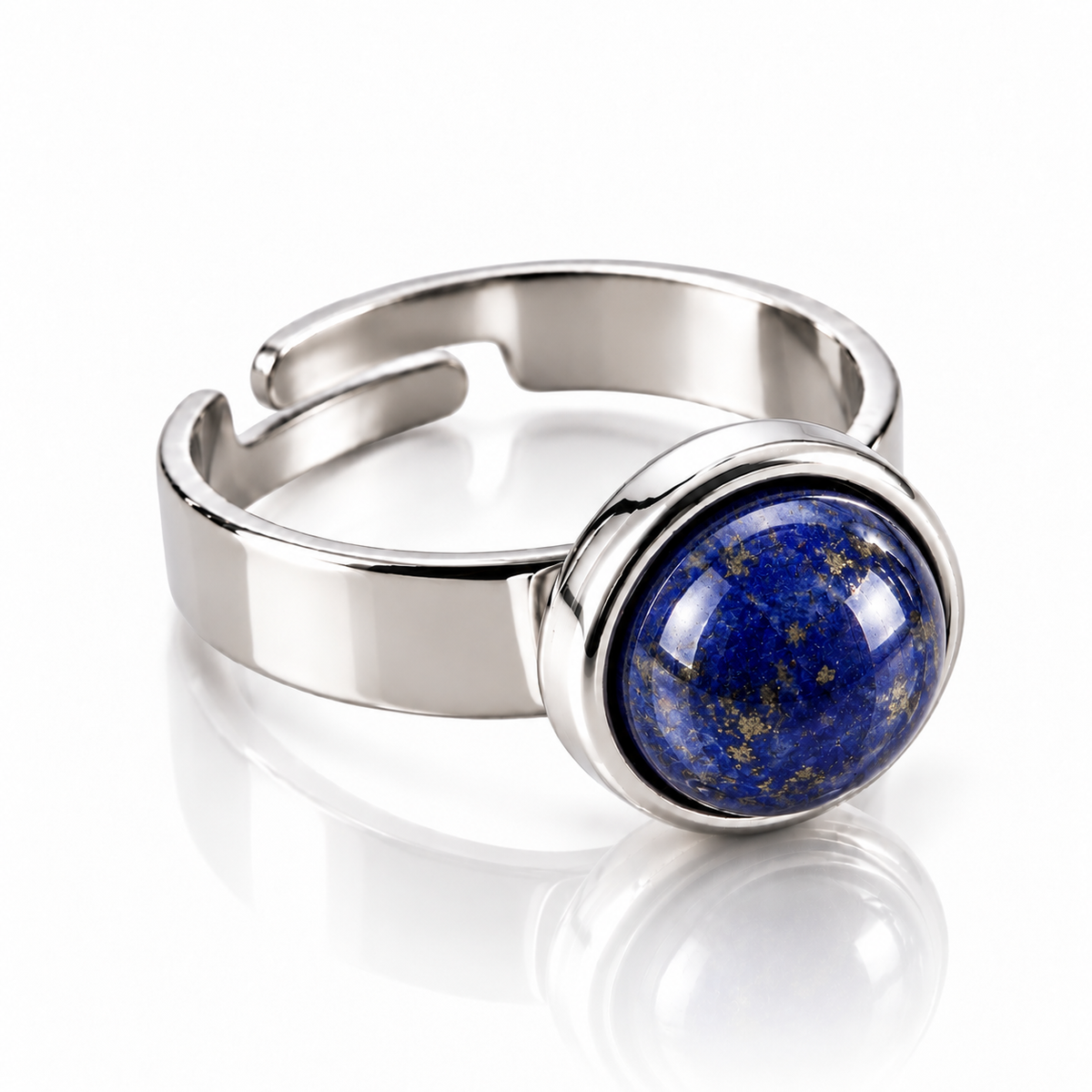 ANELLO MINIMAL LAPISLAZZULI - acciaio inossidabile regolabile