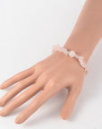 Bracciale Chips elastico con scaglie in Pietra Quarzo rosa - Pietra tonda centrale