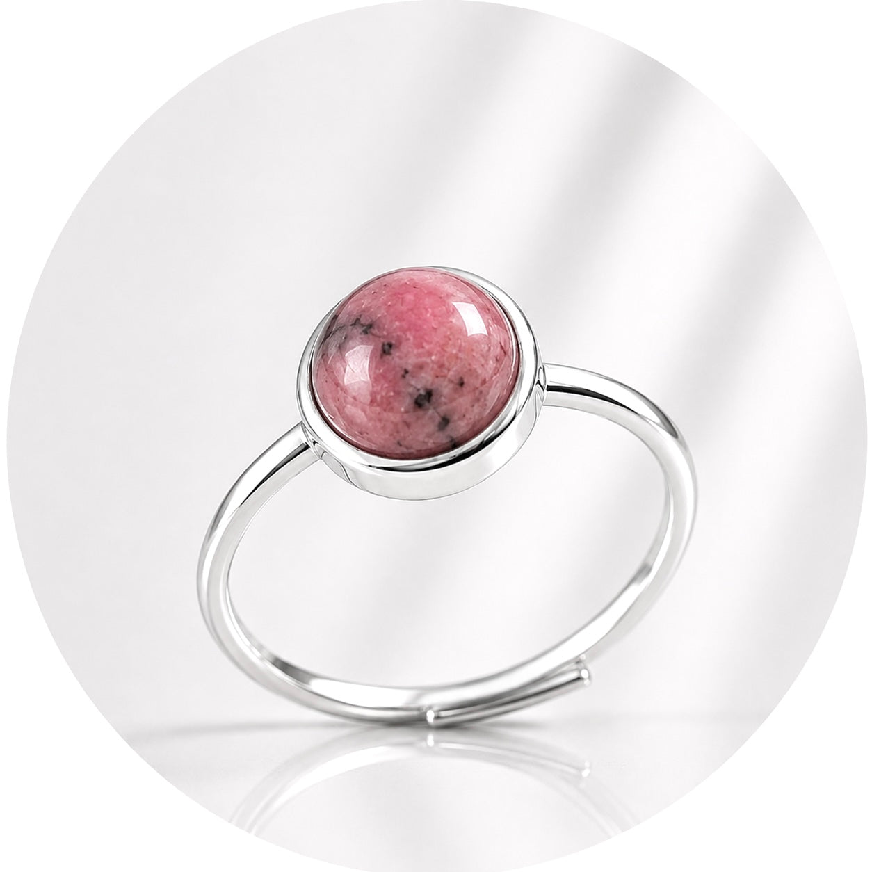ANELLO CON RODONITE IN ARGENTO 925 - Guarigione del cuore