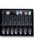 CONFEZIONE 7 CUCCHIAINI CON PIETRE GREZZE - Argento scuro