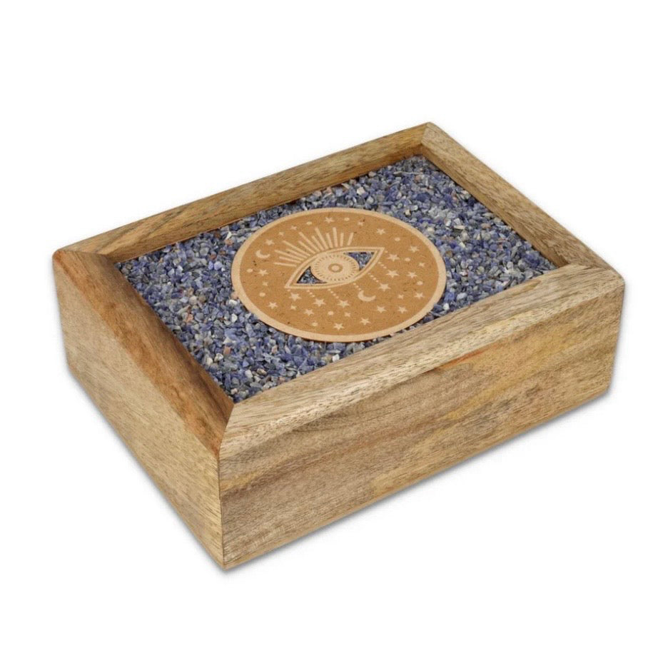 Scatola portagioie e Tarocchi in legno Occhio di Nazar - Sodalite