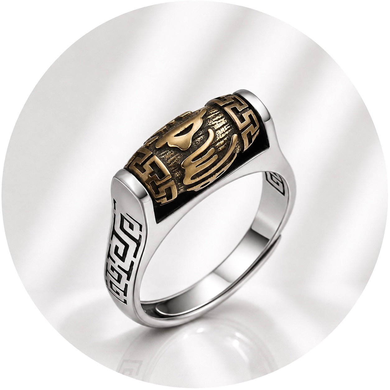 ANELLO RUOTA DELLA PREGHIERA - Om Mani Padme Hum